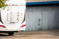 camper van at a garage Royalty Free Stock Photo