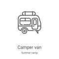 camper van icon vector from summer camp collection. Thin line camper van outline icon vector illustration. Linear symbol for use