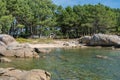 Camper van living van life in a wild beach of Arousa island in Galicia, Spain