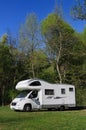 Camper van parked in countryside