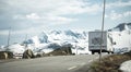 Camper Van on a Scenic Norwegian Mountain Route