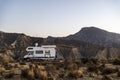 Camper van in The Tabernas Desert (Spanish: Desierto de Tabernas) Spain