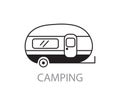 Camper Van and trailer, travel caravan icon doodle