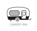 Camper Van and trailer, travel caravan icon doodle