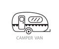 Camper Van and trailer, travel caravan icon doodle