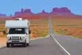 Recreational vehicle on the highway, Monument Valley, USA