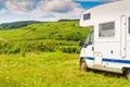 Camper visit vineyard region, Burgundy in France