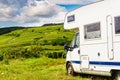 Camper visit vineyard region, Burgundy in France