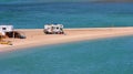 Campers on beach in Loreto bays in baja california sur XX