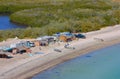 Campers on beach in Loreto bays in baja california sur XI