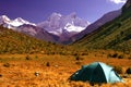 Campers on Cordillera Blanca Royalty Free Stock Photo