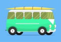 Campers vacation travel car summer nature holiday trailer house vector illustration flat transport