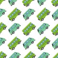 Campers vacation travel car summer seamless pattern trailer house vector illustration flat transport