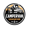 Campervan Car Circle Emblem Logo Design Vector