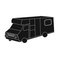 Campervan icon in black style isolated on white background. Family holiday symbol