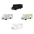 Campervan icon in cartoon style isolated on white background. Family holiday symbol stock vector illustration.