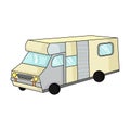 Campervan icon in cartoon style isolated on white background.