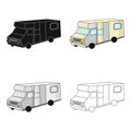 Campervan icon in cartoon style isolated on white background. Family holiday symbol stock vector illustration.