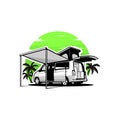 Campervan Motorhome Caravan in The Beach Vector Isolated