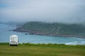 Campervan parked above the Sennen Cove