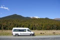 Campervan parked in a laybay on a remote road Royalty Free Stock Photo