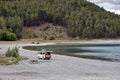 Campervan parking by lakeside at Lake Tekapo, South Island of New Zealand Royalty Free Stock Photo