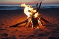 Campfire on the beach Royalty Free Stock Photo