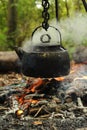 Campfire Boiling a Kettle