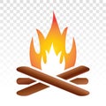 Campfire / bonfire flat icon on a transparent background