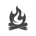 Campfire, bonfire flat icon on white background