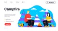 Campfire camping concept for landing page template. Vector illustration Royalty Free Stock Photo