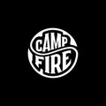 Campfire circle lettering on black Vector illustration.