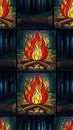 Campfire Collage with Flames and Logs Royalty Free Stock Photo