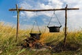 Campfire cooking Royalty Free Stock Photo