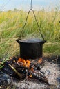 Campfire cooking Royalty Free Stock Photo