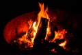 Campfire on a cool winters night in outback Australia Royalty Free Stock Photo