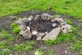 Campfire fireplace fire hole pit made of stones nature Royalty Free Stock Photo