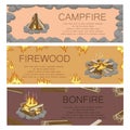 Campfire Firewood and Bonfire Colorful Poster