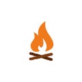 Campfire with firewood color icon vector. Simple sign, logo. fireWood in fire. Bonfire. Camp