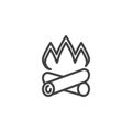 Campfire firewood line icon