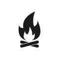 Campfire with firewood. Vector fire icon