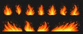 Campfire flame flat red hot flame fire burn shape Royalty Free Stock Photo