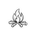 Campfire hand drawn sketch icon.