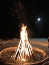 Campfire at hotel Pestera in the night