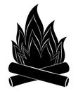 Campfire icon silhouette. Bonfire vector illustration isolated on white Royalty Free Stock Photo