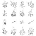 Campfire icons set vector outine