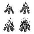 Campfire icons set, simple style