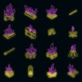 Campfire icons set vector neon