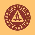 bonfire illustration symbol graphic emblem design logo badge camp vintage Royalty Free Stock Photo