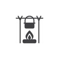 Campfire and kettle icon vector Royalty Free Stock Photo